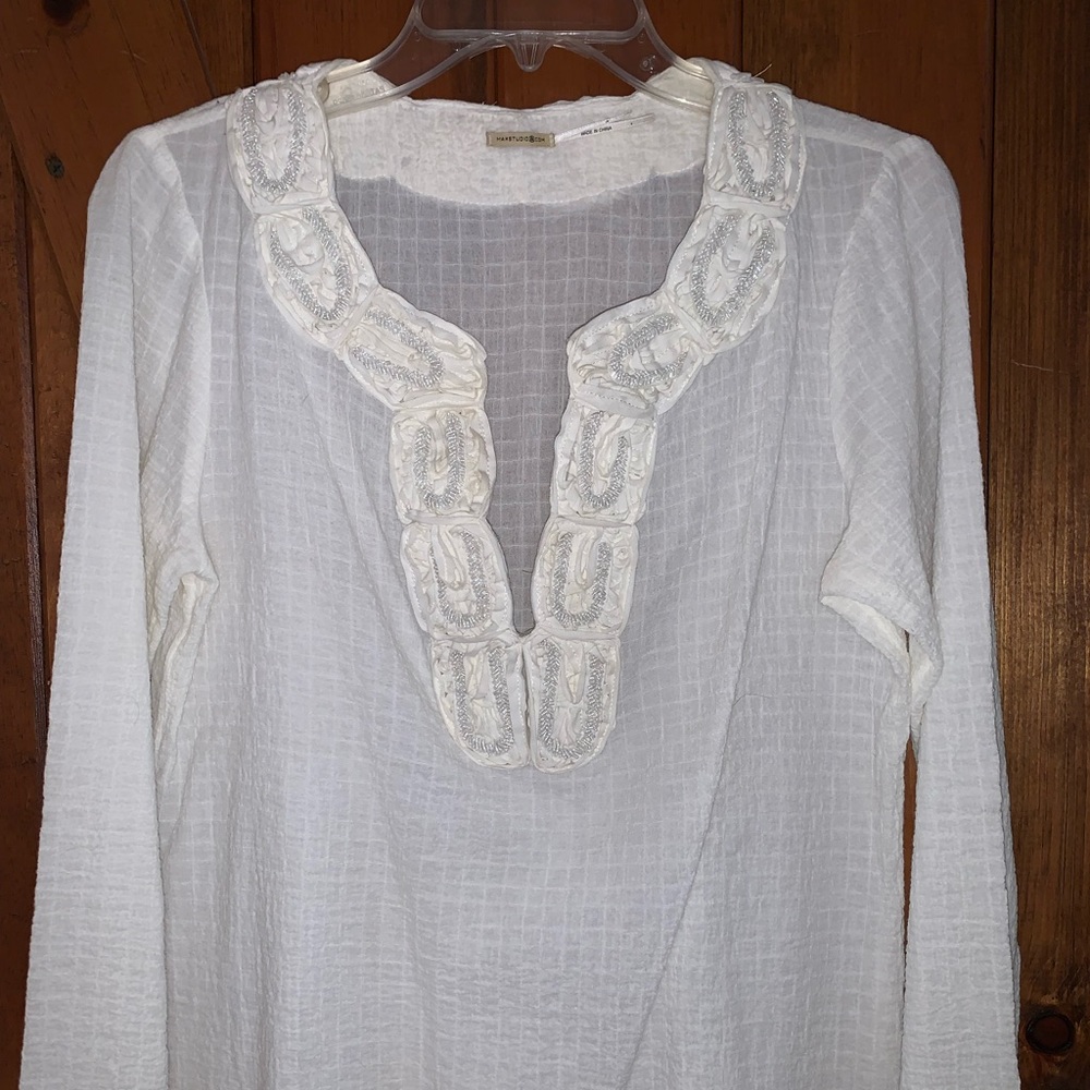 Max Studio Beaded Split-Neck Tunic - image 2